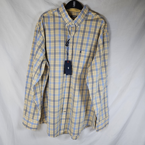 Izod Other - Izod Men's Yellow Multi Plaid Button Down Collar Long Sleeve Sport‎ Shirt Size L
